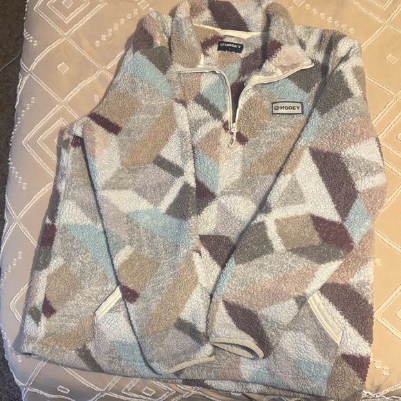 Hooey Women's Geometric Pattern Hoodie - Cream, Brown, Blue - Picture 1 of 1